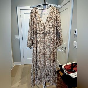 Pink Lily gorgeous maxi floral long sleeve dress; worn once